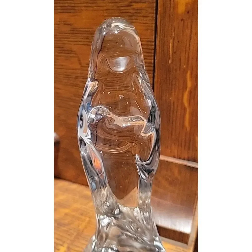 80s Crystal Madonna Virgin Mary and Baby Jesus Clear Glass 5.25